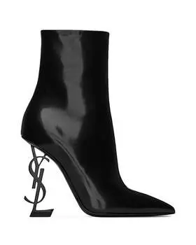 Ботильоны Opyum из глянцевой кожи Saint Laurent, цвет Black