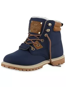 Ботильоны VAN HILL Worker Boots Chloe, цвет dunkelblau hellbraun