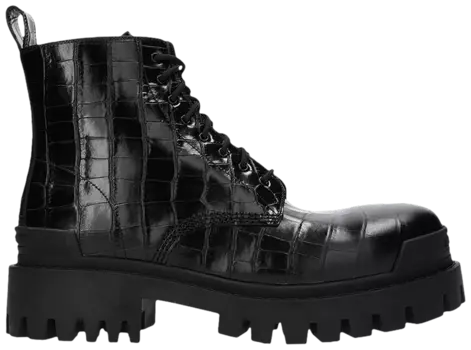 Ботинки Balenciaga Strike 20mm Boot 'Black Croc Embossed', черный