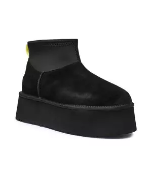Ботинки кожаные зимние Ugg Classic Mini Dipper с добавлением шерсти, черный