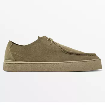 Ботинки Massimo Dutti Moc Toe Split Suede, хаки