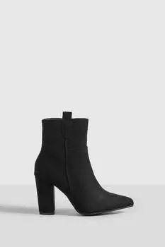 Ботинки на блок-каблике tab detail Boohoo, черный