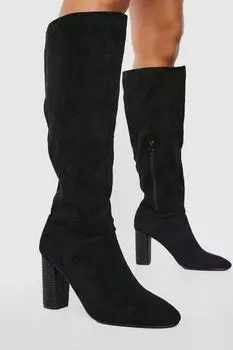 Ботинки на деревянном каблуке Boohoo, черный