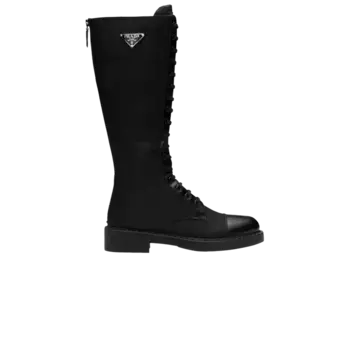 Ботинки Prada Wmns Brushed Leather and Re-Nylon Boot Black, черный
