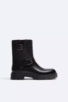 Ботинки с пряжками ZARA, черный