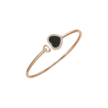 Браслет Chopard Happy hearts rush из розового золота с бриллиантами и ониксом