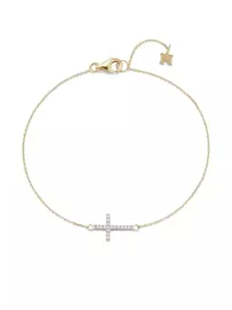 Браслет Cross Mini Diamonds из 14-каратного желтого золота Mateo, золотой