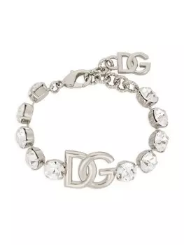 Браслет KIM DOLCE&GABBANA с логотипом DG и стразами Dolce & Gabbana, серебряный