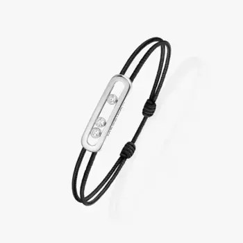 Браслет Messika Care(S) Black Cord, белое золото/бриллианты