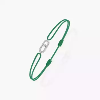 Браслет Messika Move Uno Green Cord, белое золото/бриллианты