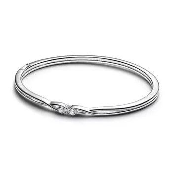 Браслет Pandora Infinite Sterling Silver Double Facing Lab-Grown Diamond Bangle, стерлинговое серебро