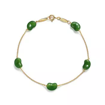 Браслет Tiffany & Co. Elsa Peretti Bean design, 9 мм, золото/нефрит