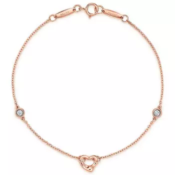 Браслет Tiffany & Co. Elsa Peretti Diamonds by the Yard Open Heart, розовое золото