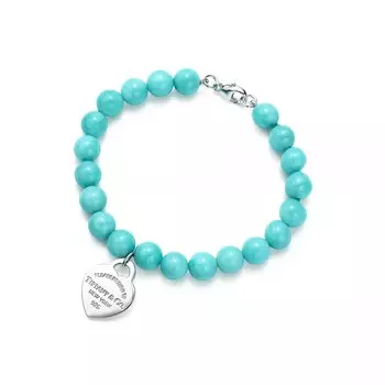 Браслет Tiffany & Co. Return to Tiffany Heart Tag Bead, серебро/амазонит