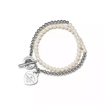 Браслет Tiffany & Co. Return to Tiffany Wrap Bead, серебро/бриллиант/жемчуг