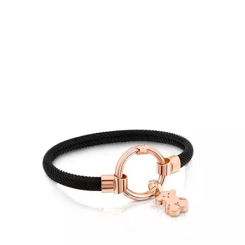Браслет Tous Hold Medium Black IP Steel, розовое серебро/черный