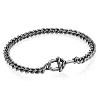 Браслет Tous Manifesto Curb Chain, темное серебро