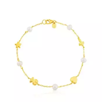 Браслет Tous Sweet Dolls XXS With Pearls And Bear, Star, Heart And Cross Motifs, золото