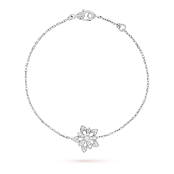 Браслет Van Cleef & Arpels Lotus openwork мини модель, белое золото 18 ct, бриллиант