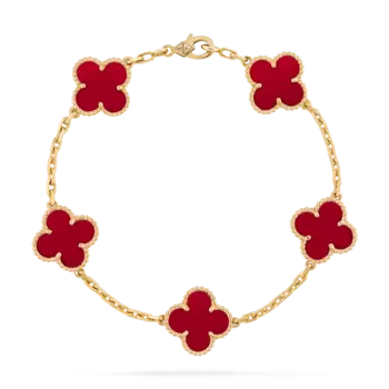 Браслет Van Cleef & Arpels Vintage Alhambra, 5 мотивов, 18-ct желтое золото, сердолик