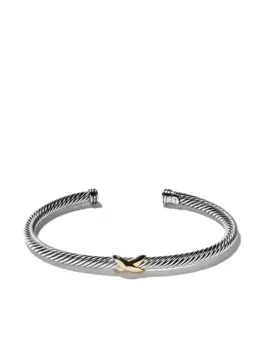 Браслет X Classic Cable Station из серебра и желтого золота (4 мм) David Yurman, серебяный