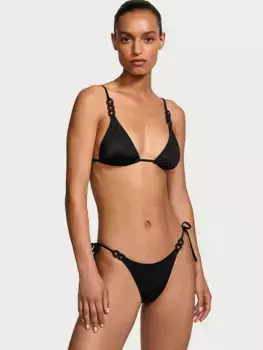 Бразильские плавки бикини с цепочкой и завязками сбоку Victoria'S Secret Swim, черный