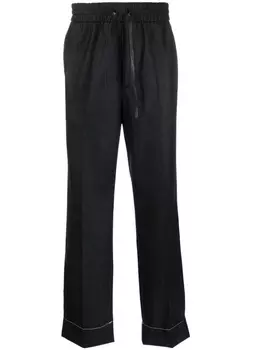 Brioni прямые брюки с кулиской, серый