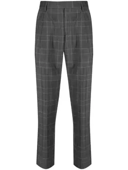 Brioni шерстяные брюки строгого кроя в клетку, серый