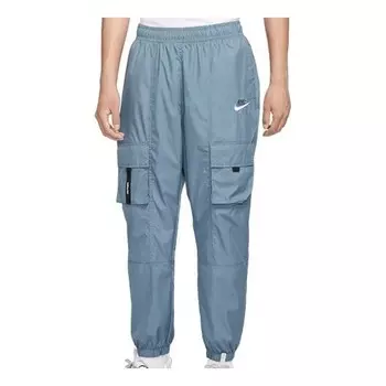 Брюки air athleisure casual sports multiple pockets woven long pants blue Nike, синий