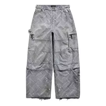 Брюки bal diagonal allover cargo pants 'light blue' Balenciaga, голубой