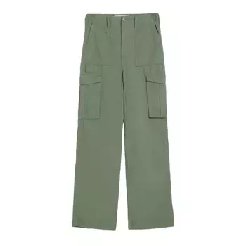 Брюки Bershka Adjustable Straight Cargo, хаки