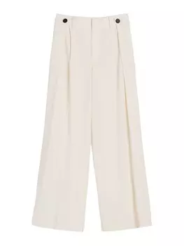 Брюки Bershka Wide leg Pleat-Front Pants, экрю
