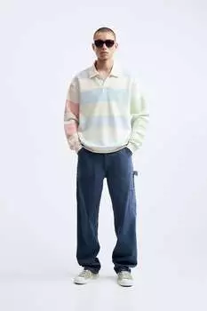 Брюки carpenter с карманом ZARA, синий