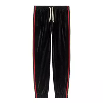 Брюки chenille jogging pant with patch 'black' Gucci, черный