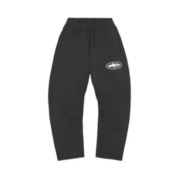 Брюки Corteiz Island Puff Print Open Hem Pant, черный