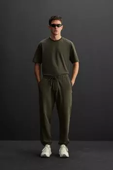 Брюки для бега трусцой ZARA, зеленый