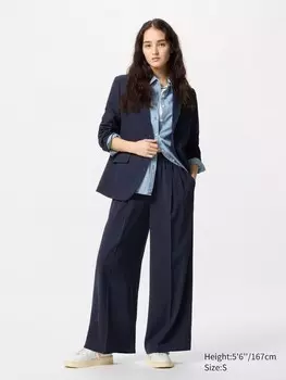 Брюки drape easy wide Uniqlo, цвет 69 синий