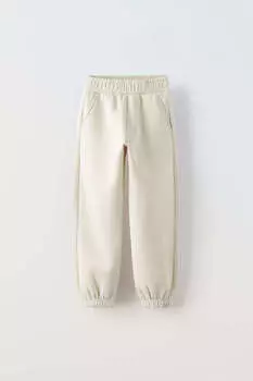 Брюки-джоггеры Zara Basic Plush, кремовый