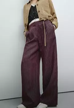 Брюки FLOWING Massimo Dutti, винно-красный
