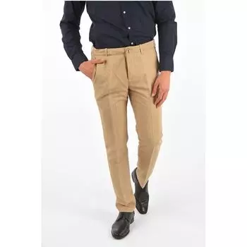 Брюки из хлопка и льна Corneliani, Beige