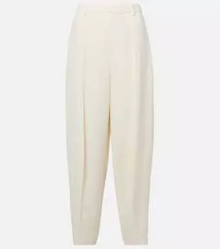 Брюки из льняного крепа Bob с зауженным кроем Loro Piana, Optical White