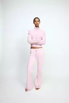Брюки из плюша классического расклеша ZARA, розовый