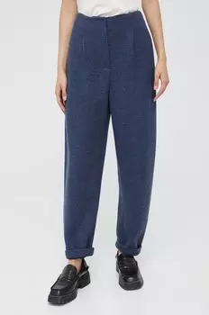 Брюки из смесовой шерсти Emporio Armani, темно-синий