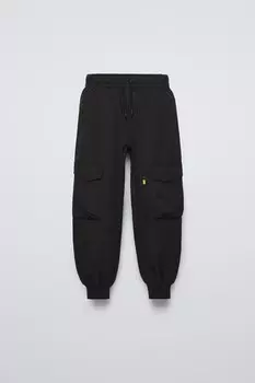 Брюки из технического нейлона ZARA, черный