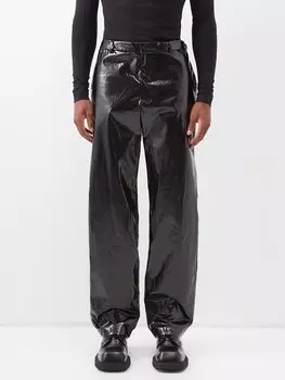 Брюки из жатого хлопка с покрытием Balenciaga, черный