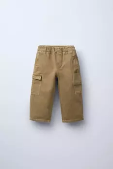 Брюки карго из твила ZARA, кэмел