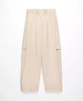 Брюки карго Oysho Wide-leg, кремовый