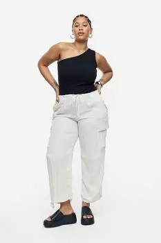 Брюки-карго с кулиской H&M, крем