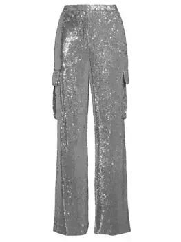 Брюки карго с пайетками Saison Milly, цвет silver