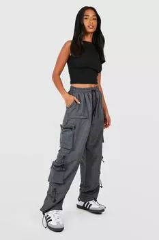 Брюки-карманы petite shell с карманами Boohoo, угольный